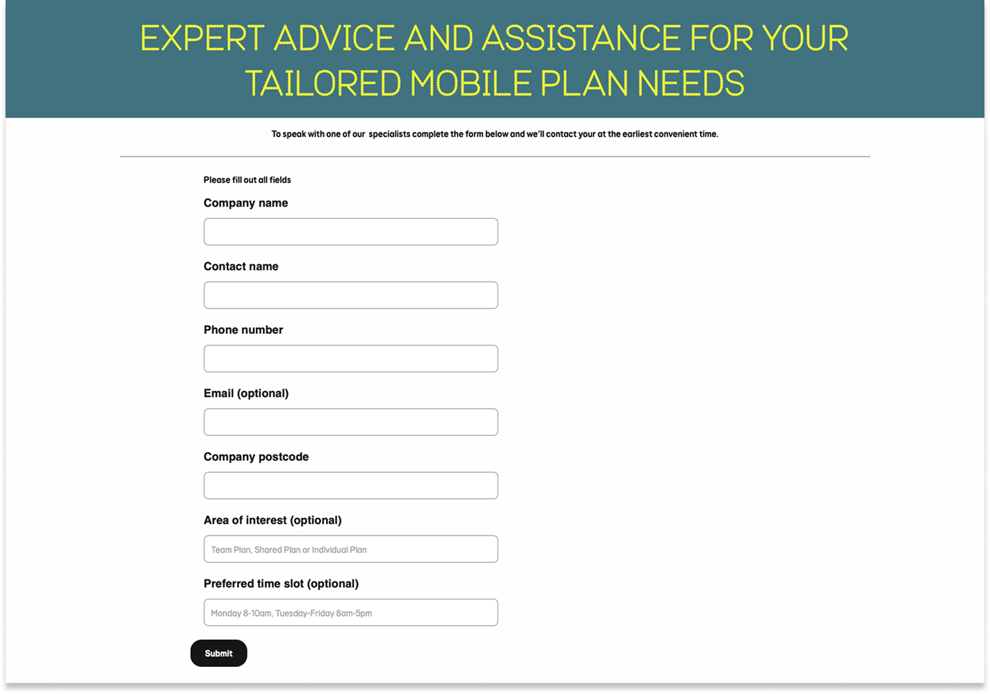 Callback request form